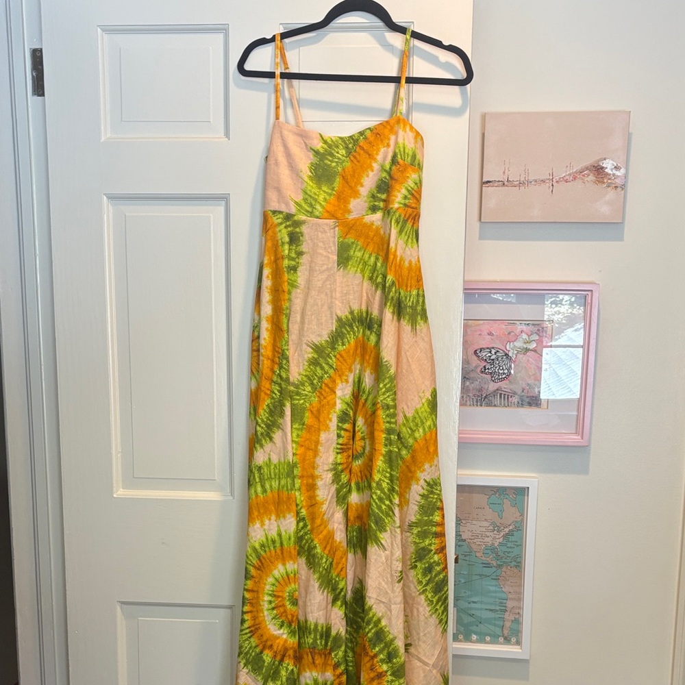 Alemais Green and Orange Tie-Dye Maxi Dress